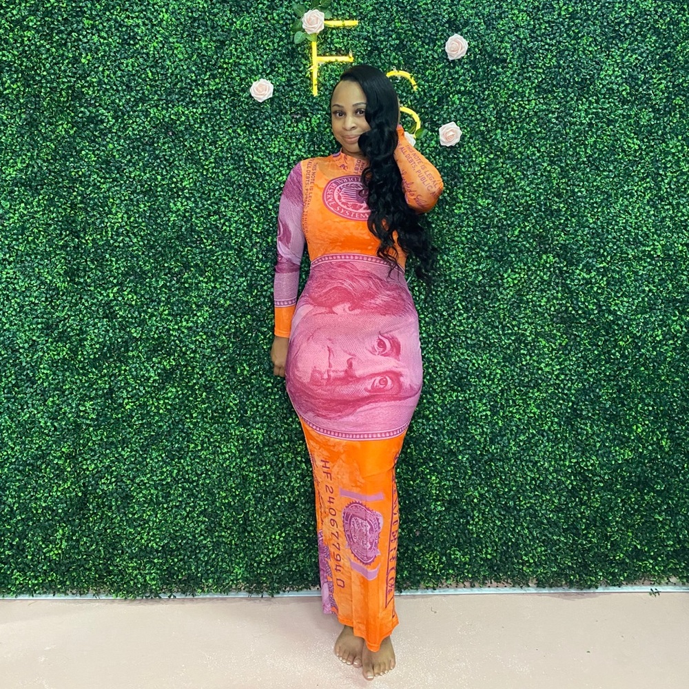 Mesh See Through Money Dress